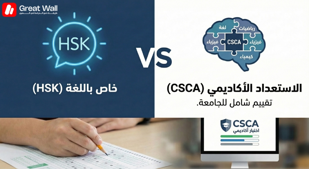 رسم بياني يوضح الانتقال من اختبارات اللغة HSK إلى اختبار CSCA الشامل للطلاب الذين يخططون من أجل الدراسة في الصين. رسم بياني يوضح الانتقال من اختبارات اللغة HSK إلى اختبار CSCA الشامل للطلاب الذين يخططون من أجل الدراسة في الصين.