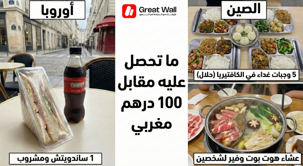 مقارنة توضح القوة الشرائية ء في الصين مقارنة بأوروبا، مما يعكس جانب التكلفة للطعام ضمن تكلفة المعيشة في الصين. مقارنة توضح القوة الشرائية ء في الصين مقارنة بأوروبا، مما يعكس جانب التكلفة للطعام ضمن تكلفة المعيشة في الصين.