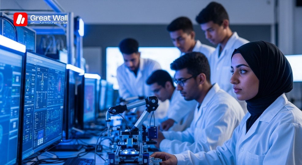 A Moroccan STEM student working in a high-speed rail lab, showcasing the academic excellence found beyond the standard Chinese university ranking.