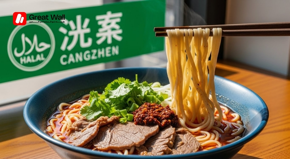 Halal food canteen sign at a Chinese university with Muslim students eating. Halal food canteen sign at a Chinese university with Muslim students eating.