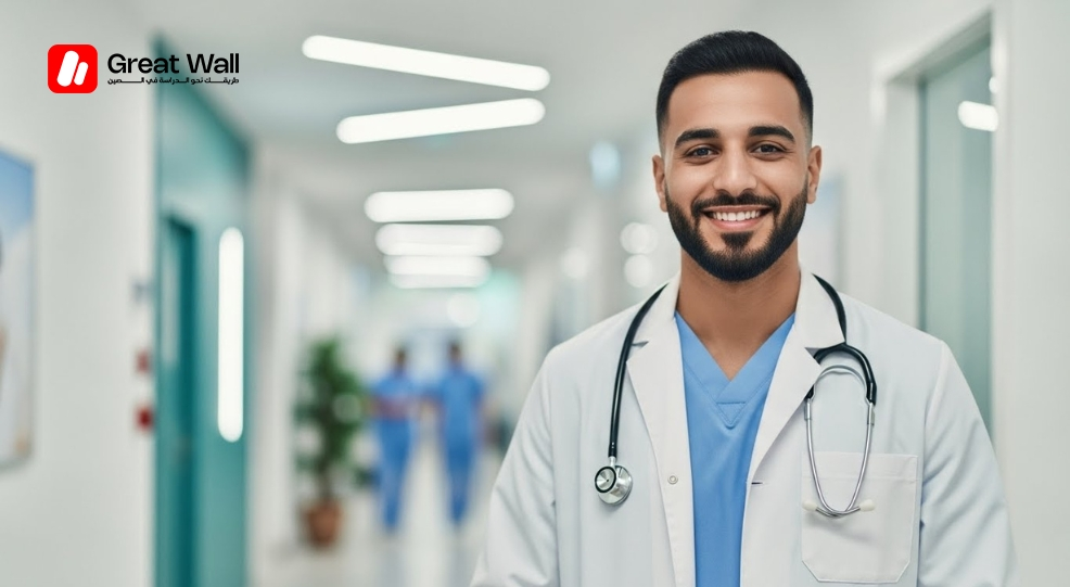 Successful Moroccan medical doctor in a local clinic, representing achieved degree recognition after study in China. Successful Moroccan medical doctor in a local clinic, representing achieved degree recognition after study in China.