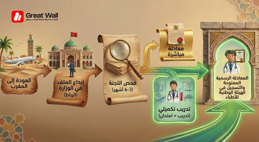 مخطط توضيحي يشرح عملية الاعتراف بدبلوم الطب لعام 2026 للطلاب الراغبين في الدراسة في الصين مخطط توضيحي يشرح عملية الاعتراف بدبلوم الطب لعام 2026 للطلاب الراغبين في الدراسة في الصين