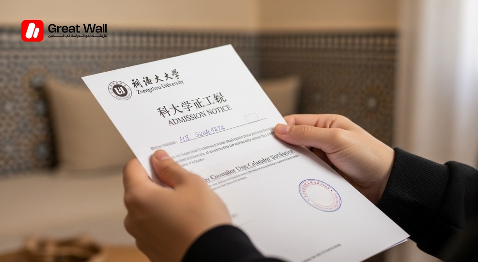 Close-up of an admission letter for bachelors programs at ZZU university, the strategic choice for Moroccan students Close-up of an admission letter for bachelors programs at ZZU university, the strategic choice for Moroccan students