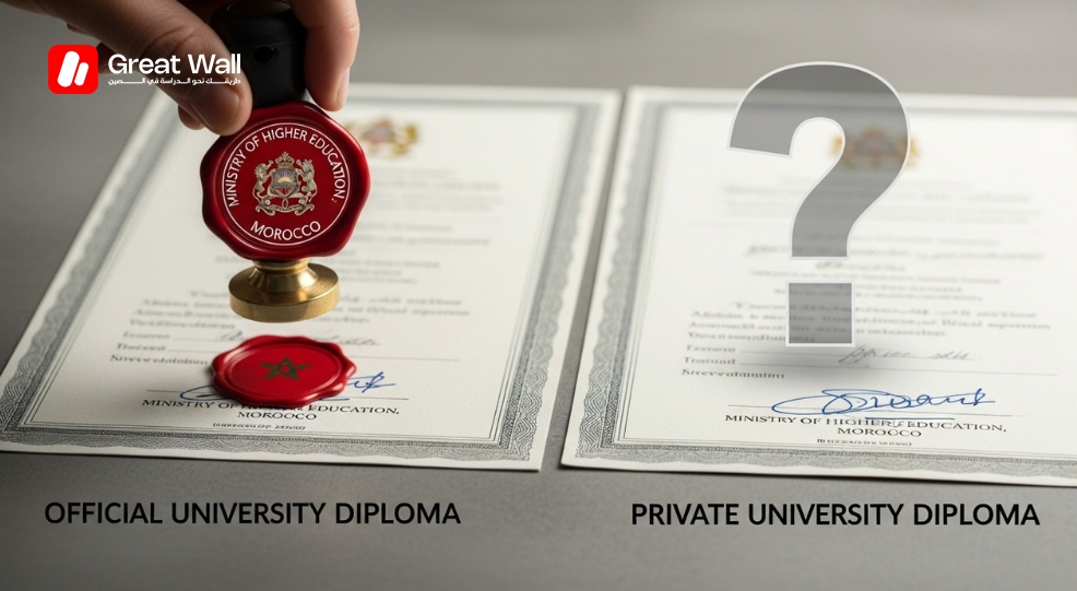 Comparison of diplomas from Public and Private universities in China in terms of recognition in Morocco