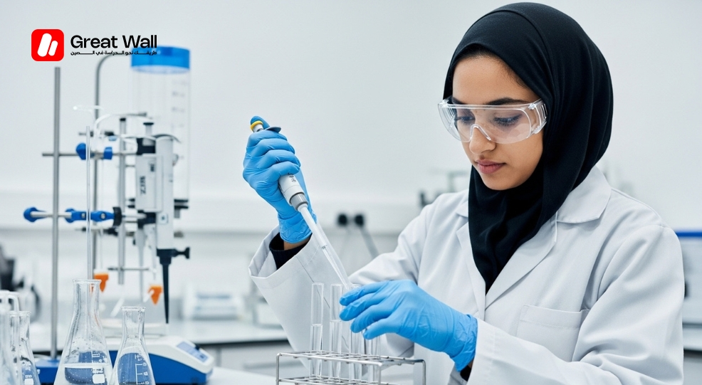 Etudiante effectuant des recherches dans un laboratoire de ZZU university pour les programmes de master en sciences pharmaceutiques.