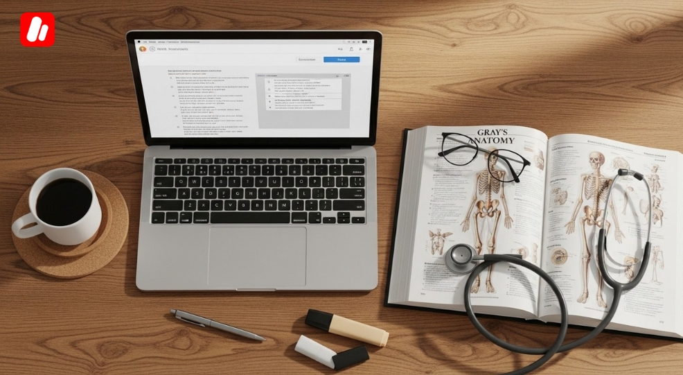 A student preparing for exams while they study medicine in China. A student preparing for exams while they study medicine in China.