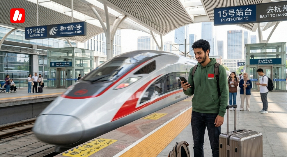 Modern transportation and the cost of living in China for Moroccan students using high-speed trains.
