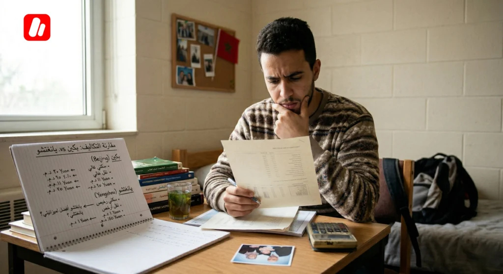 Student comparing costs of the best cities to study in China for Moroccan applicants in 2026.