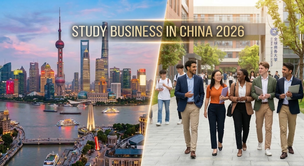 Students in Shanghai to study business in China.