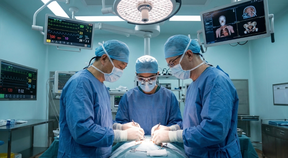 طالب دراسات عليا في جامعة ونجو الطبية يراقب عملية جراحية معقدة في غرفة عمليات متطورة طالب دراسات عليا في جامعة ونجو الطبية يراقب عملية جراحية معقدة في غرفة عمليات متطورة