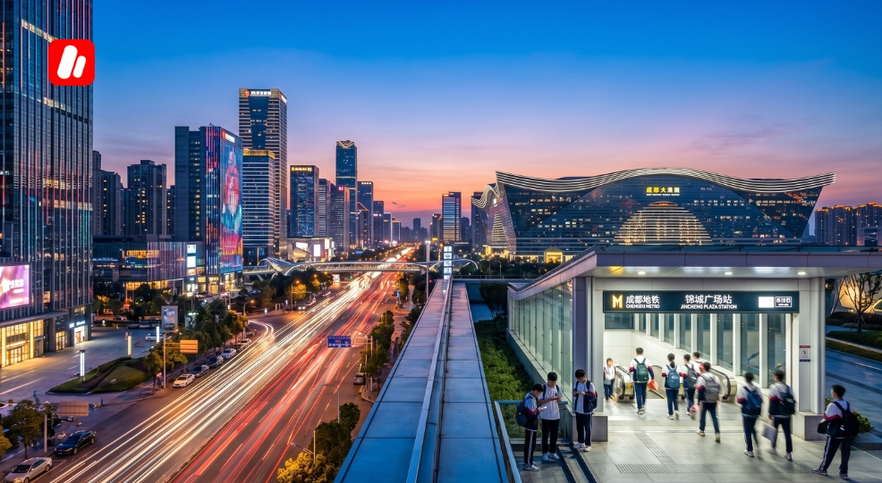 Chengdu skyline highlighting its innovation hub for students
