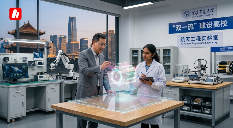 Étudiant dans un laboratoire pendant ses études à Xian