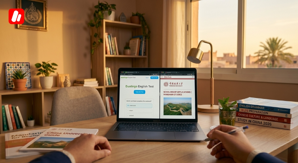 Etudiant preparant des tests d anglais pour postuler a étudier en Chine avec Great Wall Education