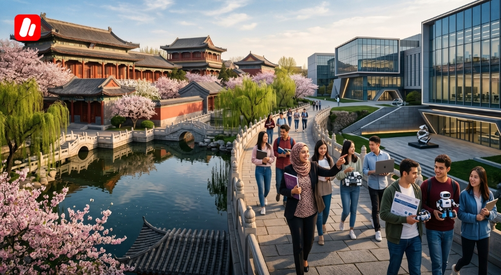 Modern university campus for Moroccan students who apply to study in China in 2026. Modern university campus for Moroccan students who apply to study in China in 2026.