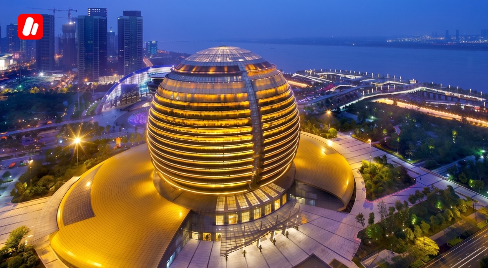 Une vue cinématique de la ville de Hangzhou