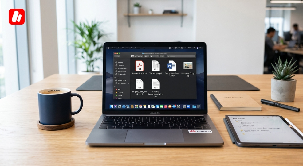 Application folder on laptop to study in China. How to get recommended letters.