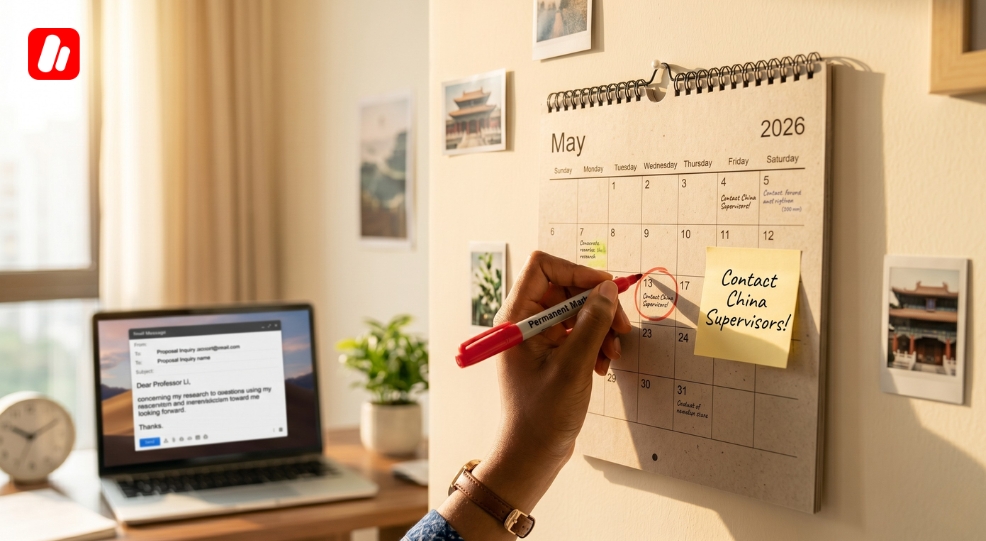 Calendrier indiquant les dates pour contacter les superviseurs en Chine.