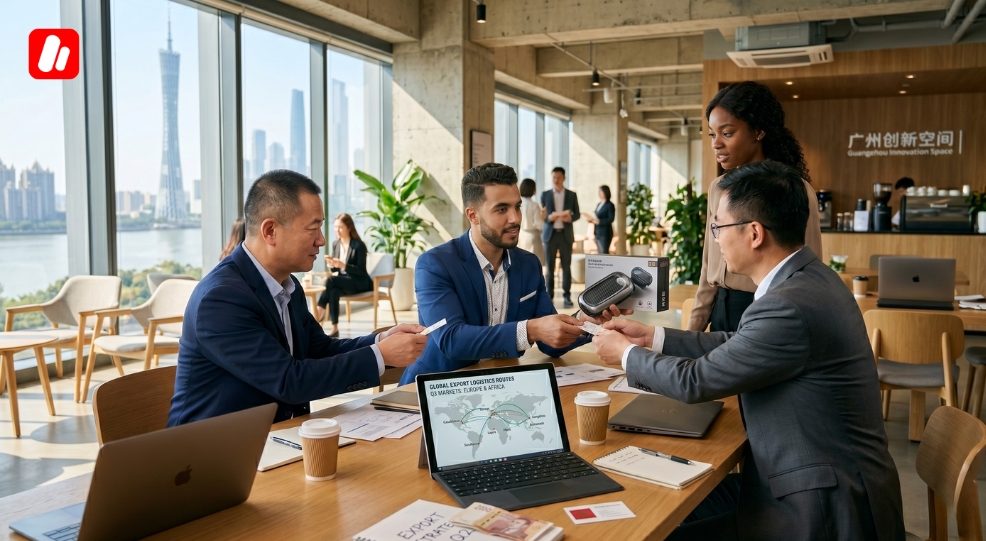 Échange de cartes de visite à Guangzhou, pour trouver du travail en Chine