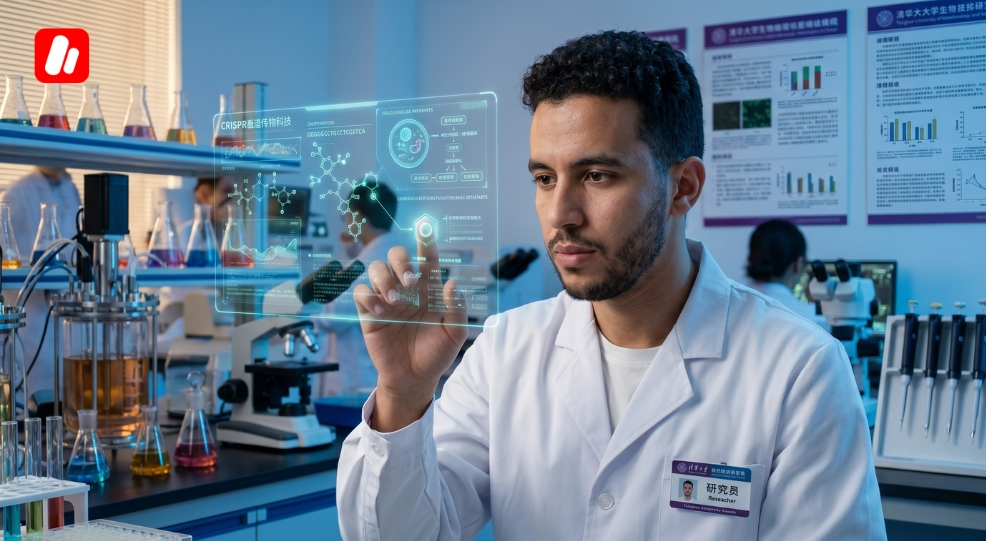 Researcher in a high-tech lab pursuing a master in China. Researcher in a high-tech lab pursuing a master in China.