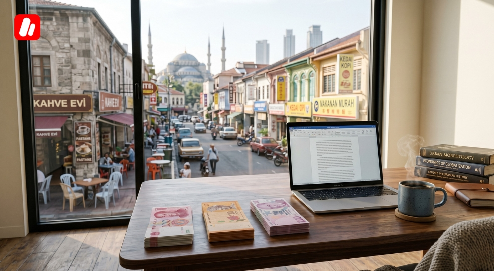 Student analyzing the cost to study in China or Malaysia or Türkiye. Student analyzing the cost to study in China or Malaysia or Türkiye.