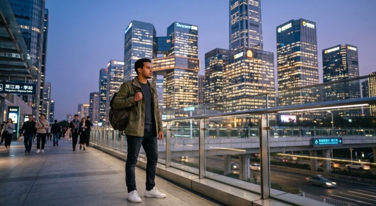 Student exploring modern business opportunities for opening a business in China
