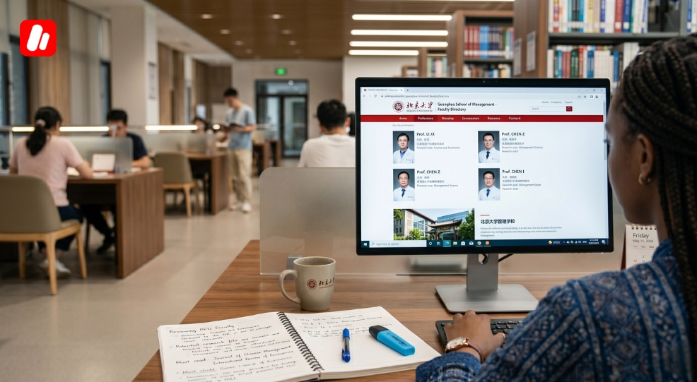 Student researching professors online for a Supervisor Approval Letter.