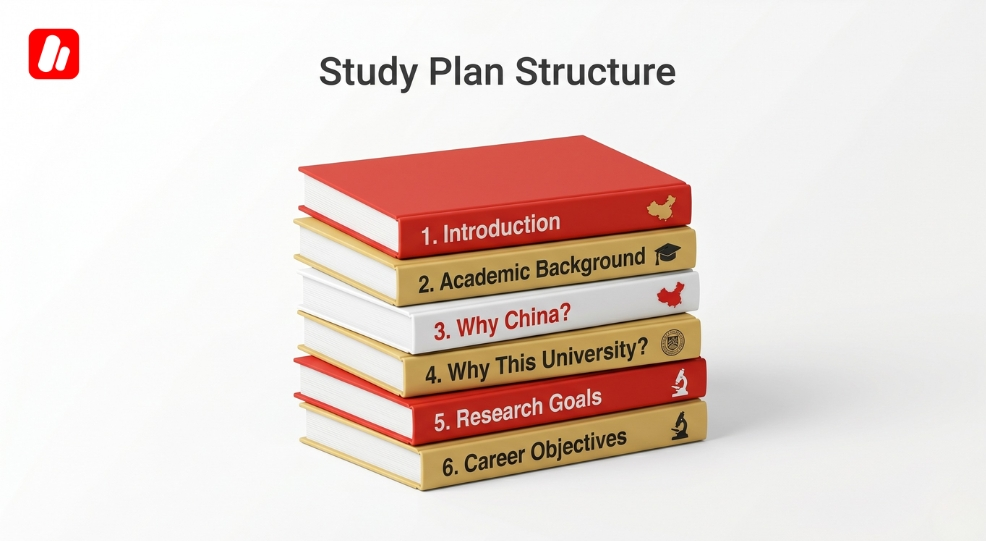 إنفوجرافيك يوضح كيفية كتابة خطة دراسية للجامعات الصينية