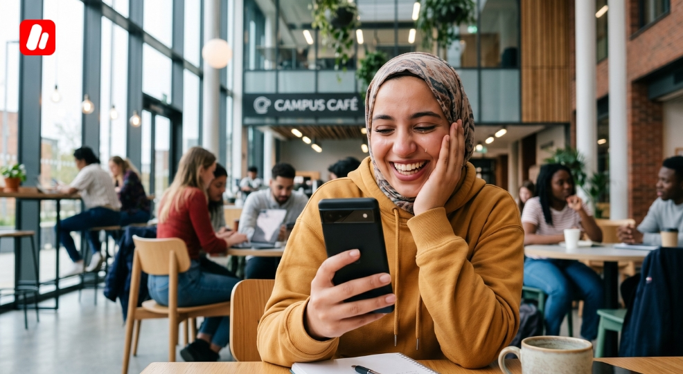 طالبة تحتفل بالحصول على رسائل التوصية
